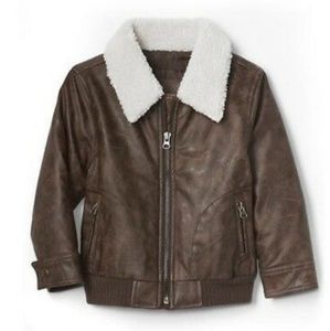 Baby GAP Sherpa Faux Brown Leather Flight Jacket